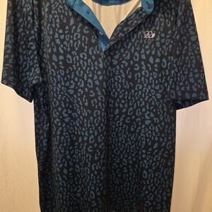 Blue Leopard Print Men's Shirt